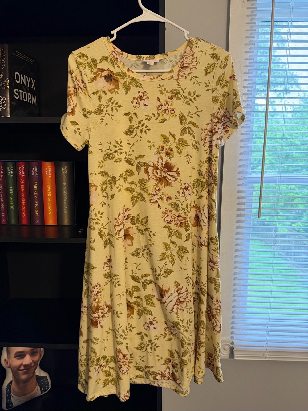 LuLaRoe Cream Floral Short-Sleeve Swing Dress